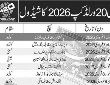 ٹی ٹوئنٹی ورلڈ کپ 2026مکمل شیڈول