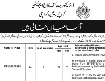 ڈائریکٹوریٹ آف کالج ایجوکیشن کراچی میں سرکاری نوکریاں